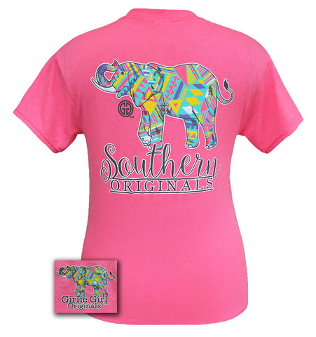Aztec Elephant Safety Pink Short Sleeve