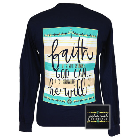 Faith He Will Navy Long Sleeve