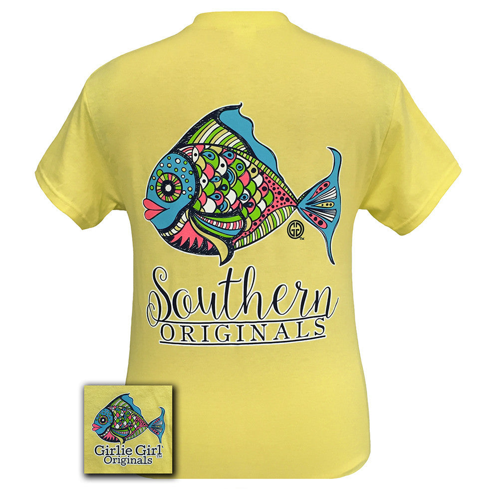 Preppy Fish Corn Silk Short Sleeve