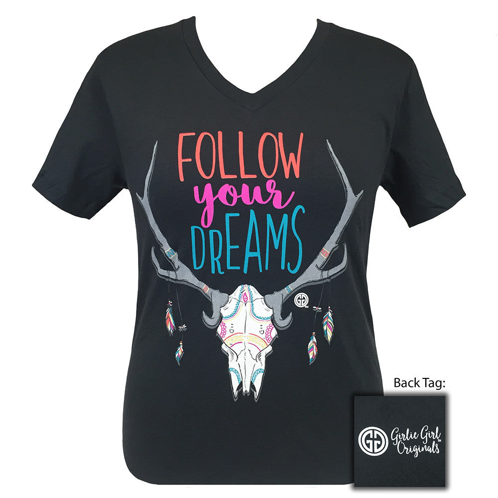 Follow Your Dreams V-Neck Dark Grey Short Sleeve