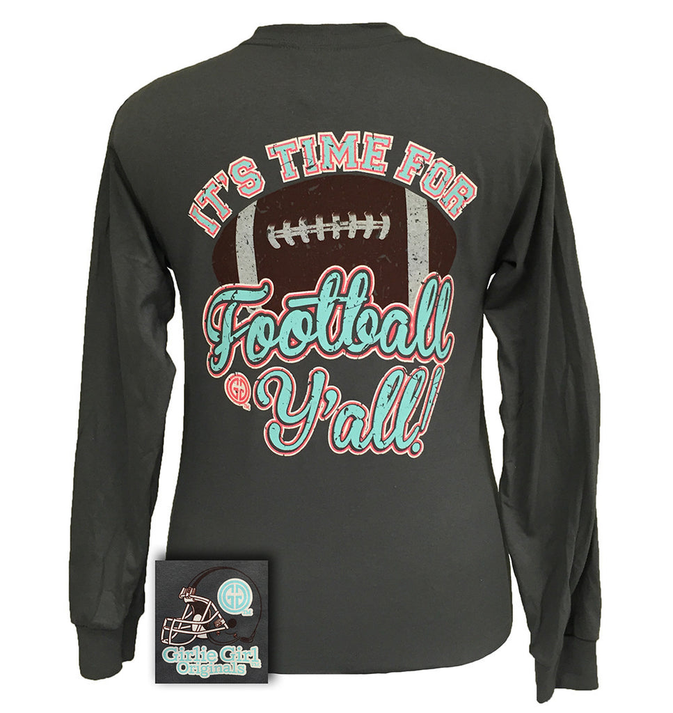 It's Time for Football Y'all Charcoal Long Sleeve