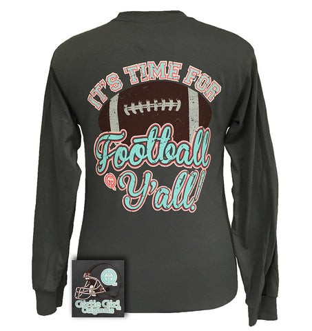 It's Time for Football Y'all Charcoal Long Sleeve