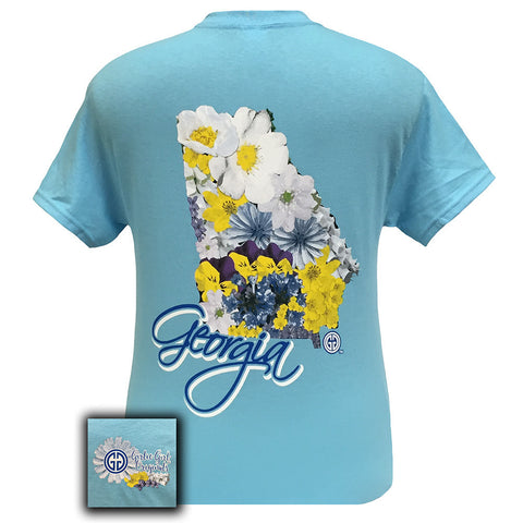 Georgia Flower Sky Blue Short Sleeve