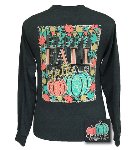 Happy Fall Yall #3 Dark Heather Grey Long Sleeve