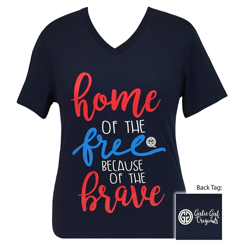 Home of the Free V-Neck Navy Short Sleeve