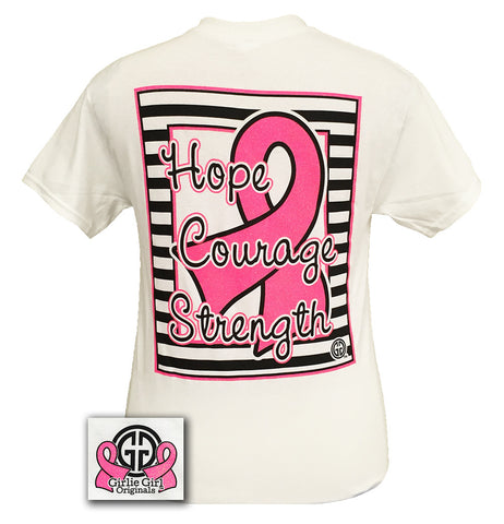 Cure Hope Courage Strength White Short Sleeve