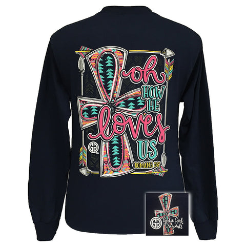 Oh How He Loves Us Navy Long Sleeve