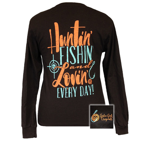 Huntin' and Fishin' Dark Chocolate Long Sleeve