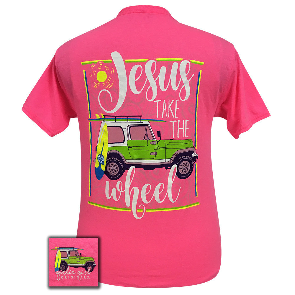 Jesus Take The Wheel-Jeep Neon Pink Short Sleeve