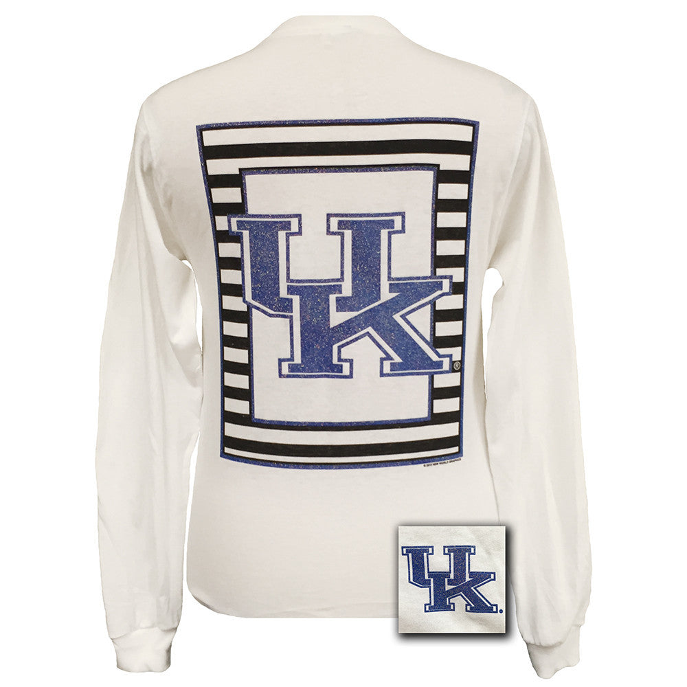 Glitter Logo Kentucky White Long Sleeve