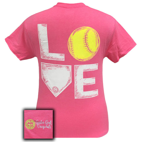 Love Softball Safety Pink Short Sleeve