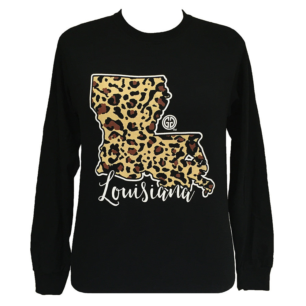 Leopard State Louisiana Black Long Sleeve