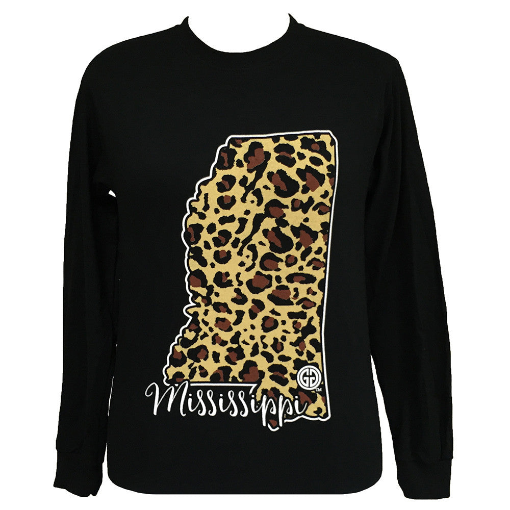 Leopard State Mississippi Long Sleeve Black