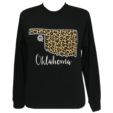 Leopard State Oklahoma Black Long Sleeve