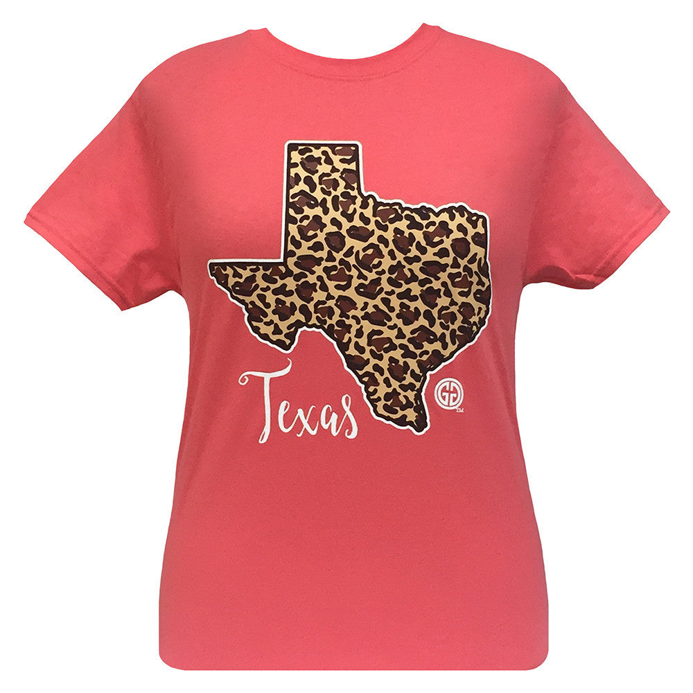 Leopard State Texas Coral Silk Short Sleeve
