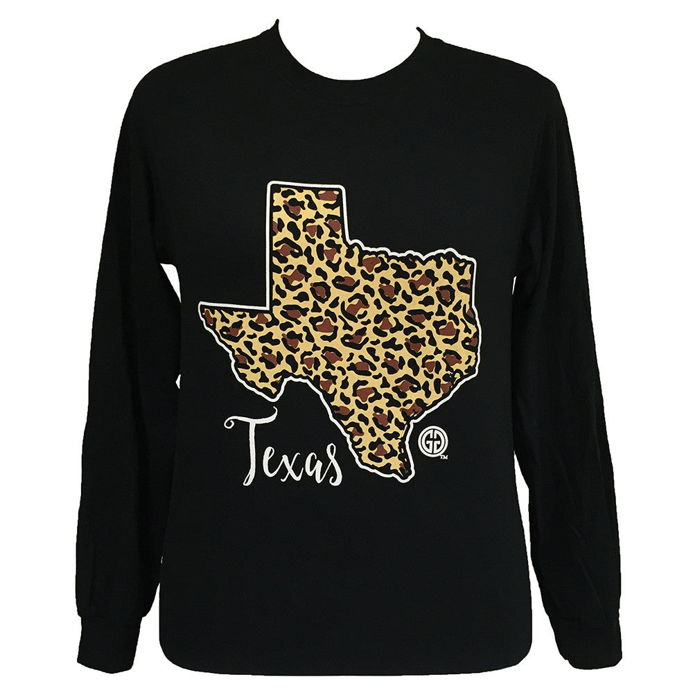 Leopard State Texas Long Sleeve Black