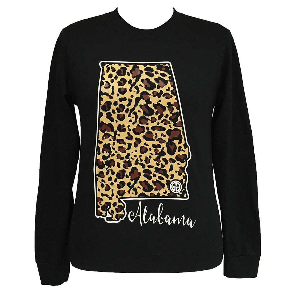 Leopard State Alabama - Black long sleeve