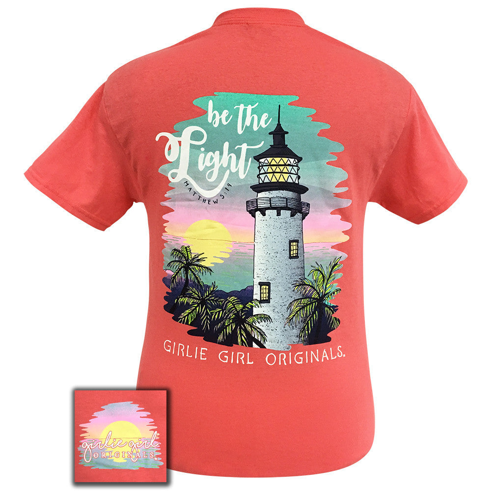 Lighthouse Matthew 5:14 Coral Silk Short Sleeve