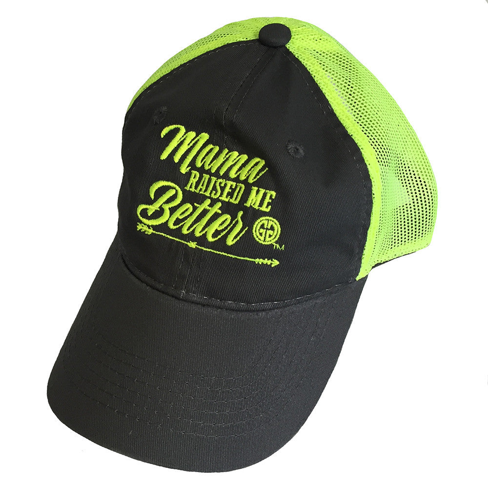 Cap-Mama Raised Me Better Neon Yellow