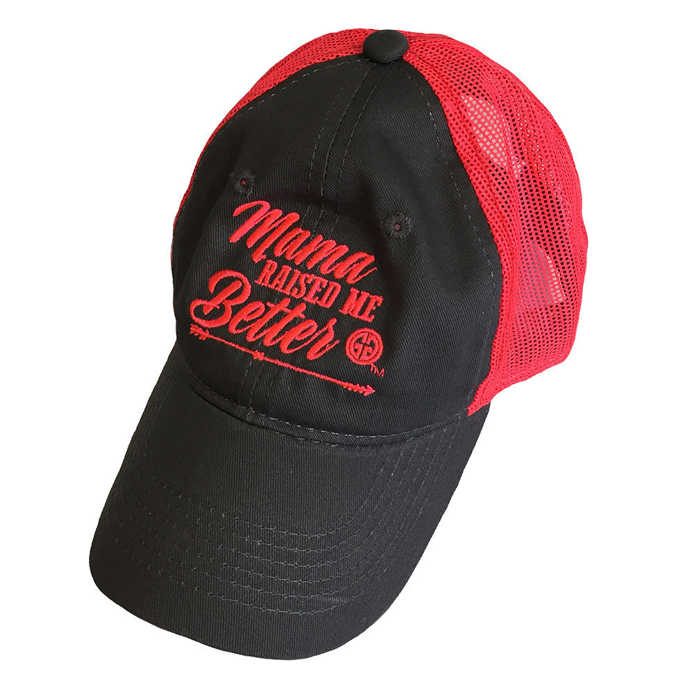 Cap-Mama Raised Me Better Neon Red