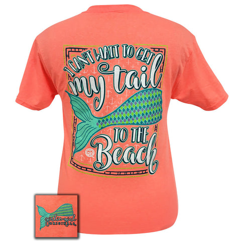 Mermaid Tail Retro Heather Coral Short Sleeve