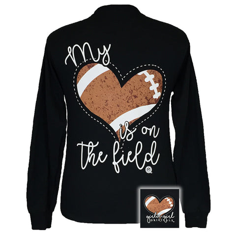 My Heart Football Black Long Sleeve