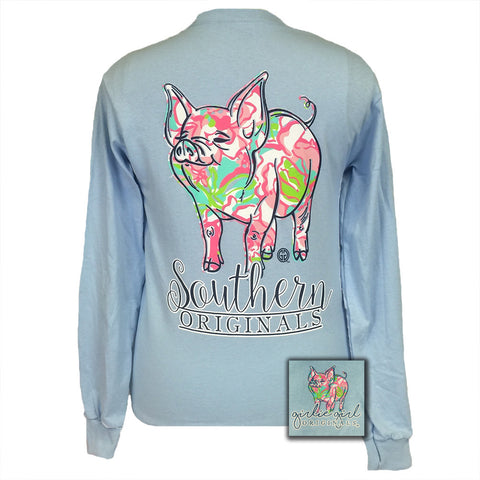 Pig Pattern Light Blue Long Sleeve