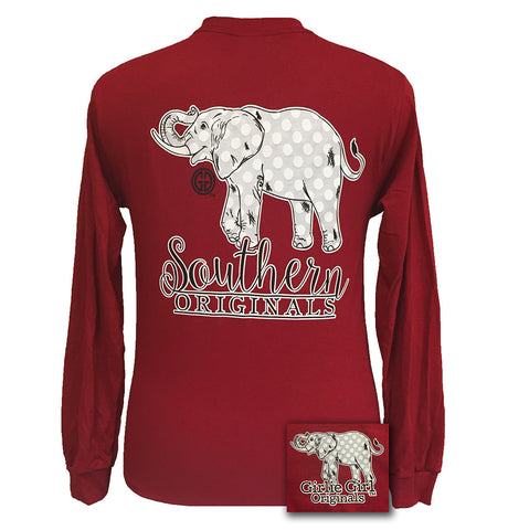Polka Dot Elephant Cardinal Red Long Sleeve