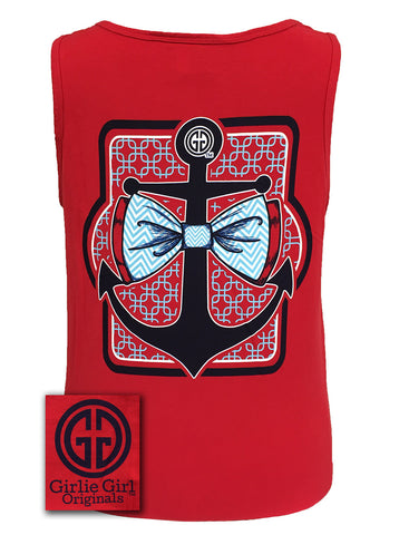 Preppy Anchor Red Comfort Color Tank