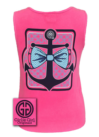 Preppy Anchor Tank Neon Pink Comfort Color