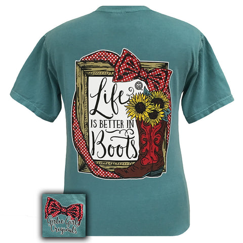 Preppy Boots Comfort Color Seafoam Short Sleeve