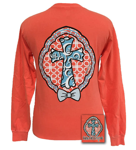 Preppy Cross Long sleeve Bright Salmon Comfort Color