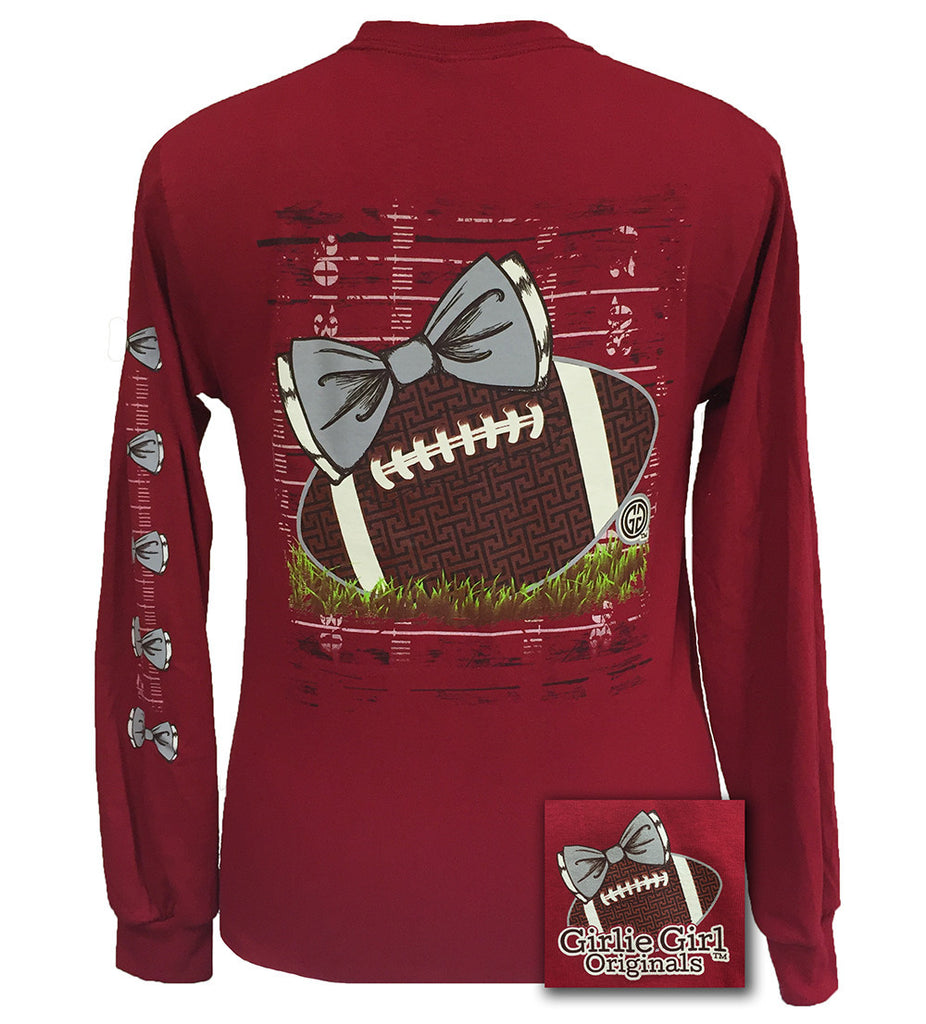 Preppy Football Cardinal Red Long Sleeve