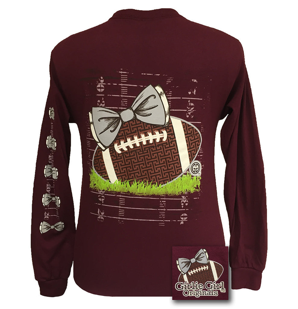 Preppy Football Maroon Long Sleeve