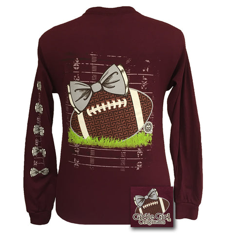 Preppy Football Maroon Long Sleeve