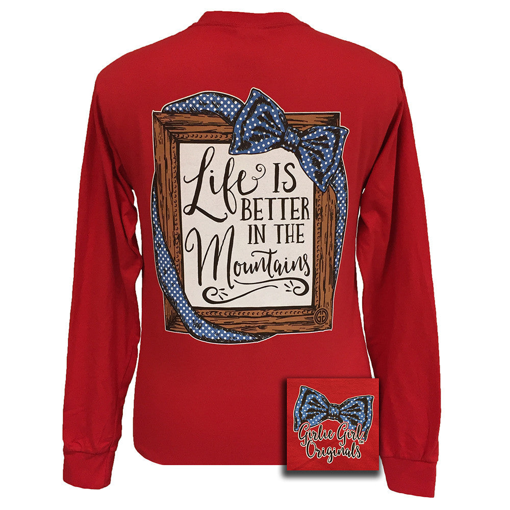 Preppy Mountains Comfort Color Red Long Sleeve