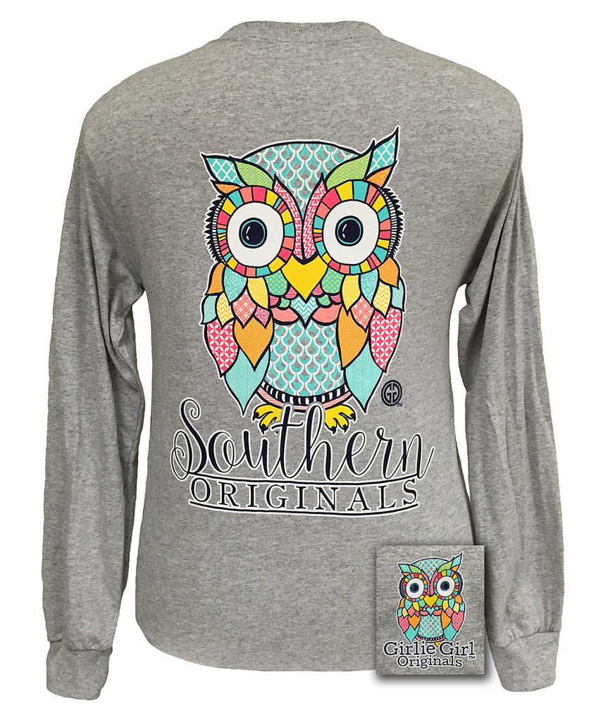 Preppy Owl Long sleeve Sports Grey