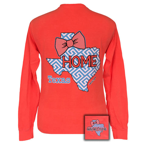 Preppy State Texas Comfort Color Neon Red Orange Long Sleeve