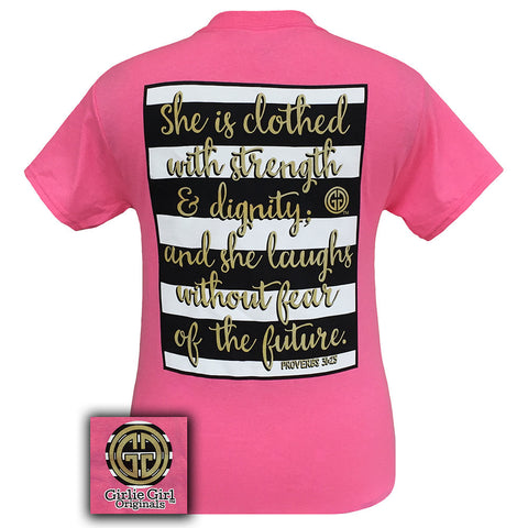 Proverbs 31:25 Safety Pink Short Sleeve