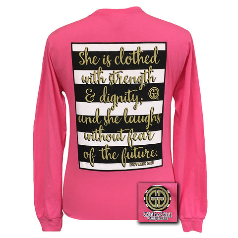 Proverbs 31:25 Safety Pink Long Sleeve