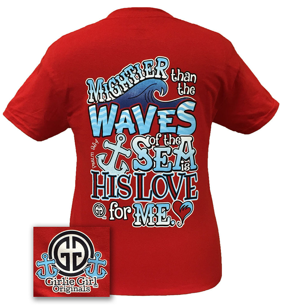 Waves Psalm 93:4 - Red Short Sleeve