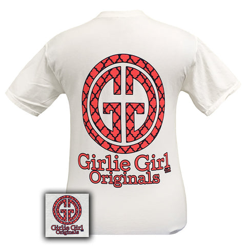 GGO Quatrefoil Logo Comfort Color White with Coral Short Sleeve