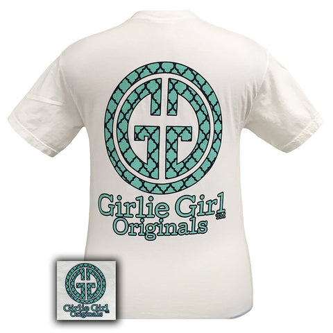 GGO Quatrefoil Logo Comfort Color White with Mint Short Sleeve