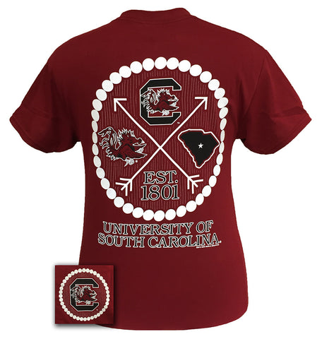 Pearls - South Carolina - Garnet short sleeve