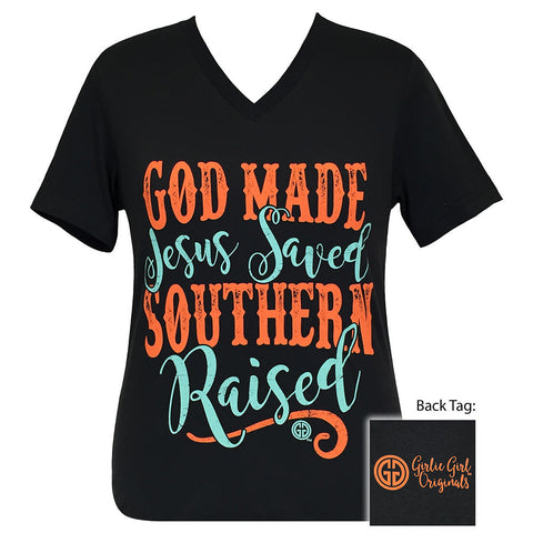 Southern Raised V-Neck Short Sleeve Dark Grey