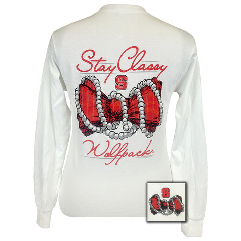 Stay Classy North Carolina White Long Sleeve