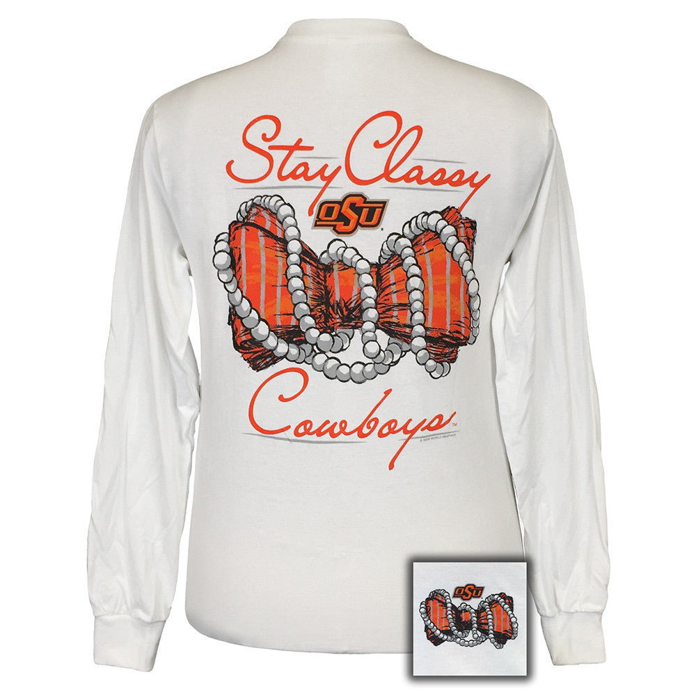 Oklahoma State University Stay Classy White Long Sleeve