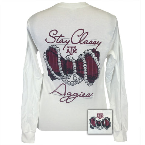 Texas A&M Stay Classy White Long Sleeve