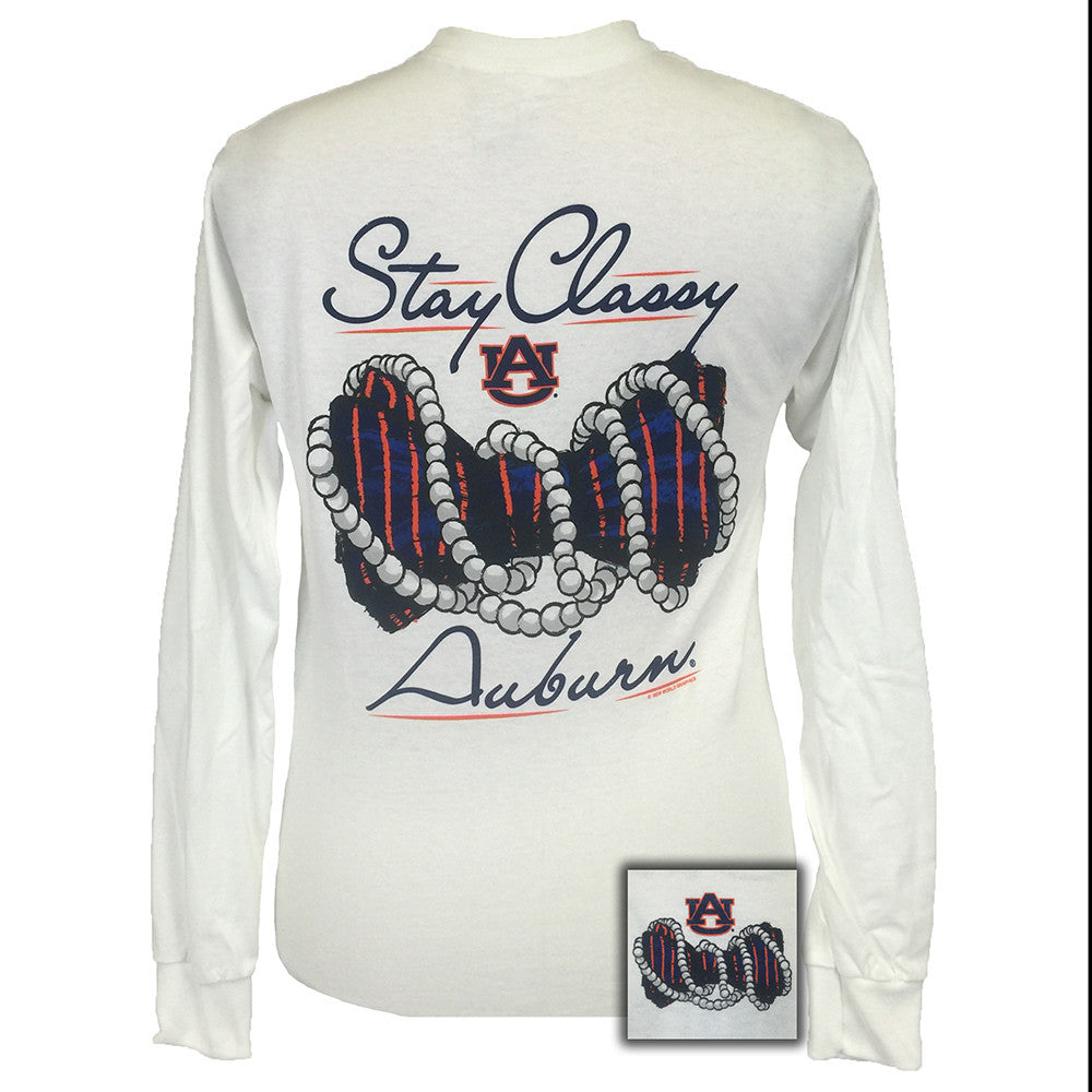 Auburn Stay Classy White Long Sleeve