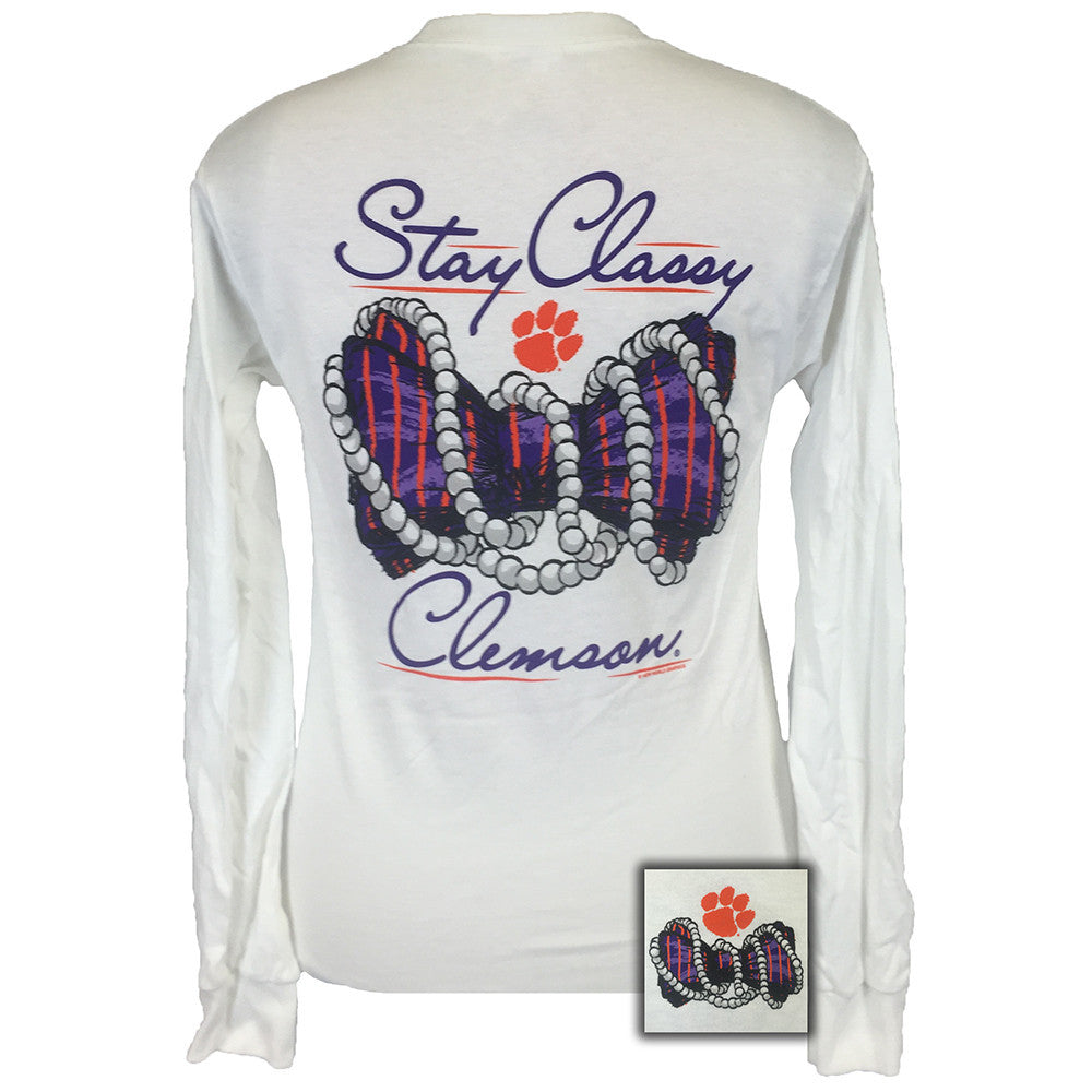 Clemson Stay Classy White Long Sleeve